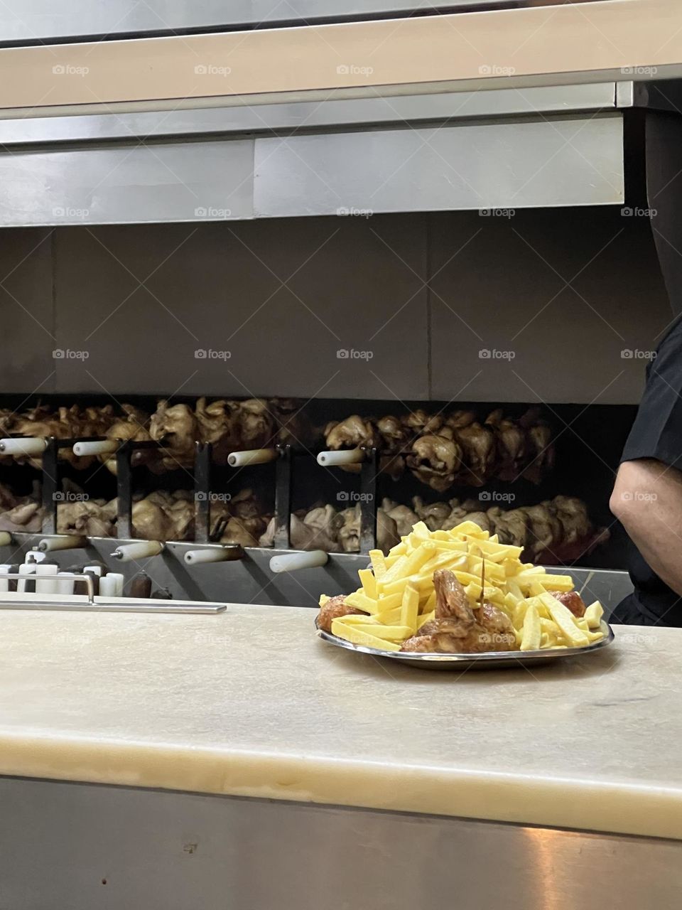 Chicken and fries ready