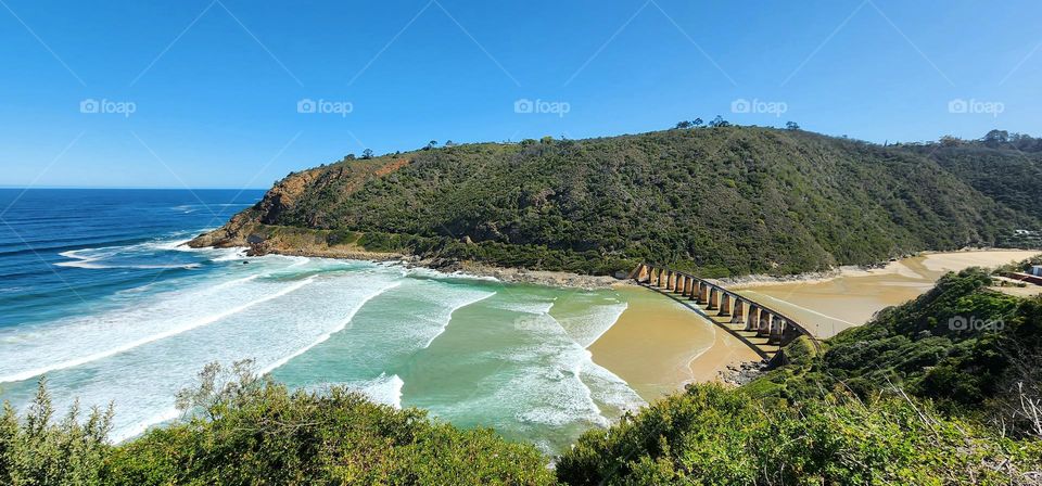 Old train bridge built, amazing sea view