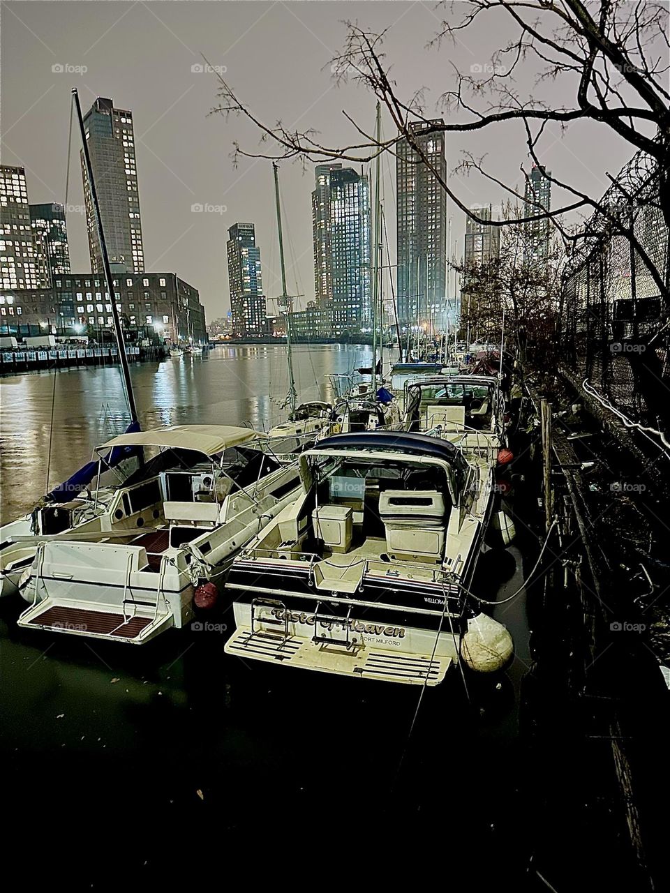 This is beautiful “Newtown Creek” by the “Pulaski Bridge” in LIC, Queens, even more so in the dark of night when NYC lights illuminate the area and reflect back off the water of the “East River”. It is a magnificent sight. 2023. Hypnotic Productions