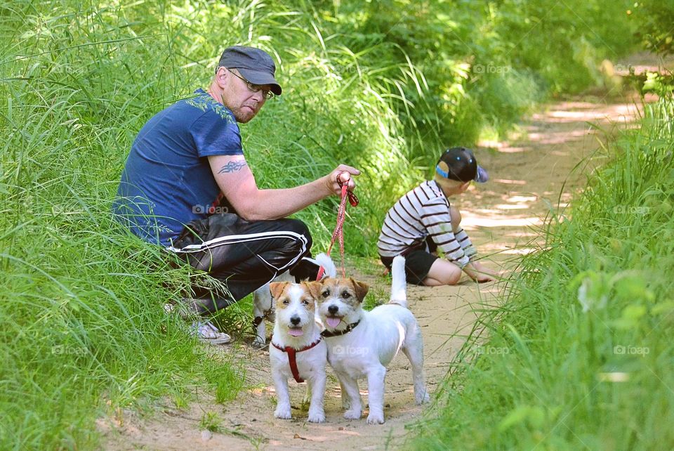 Relaxing outdoors. Family having a fun day