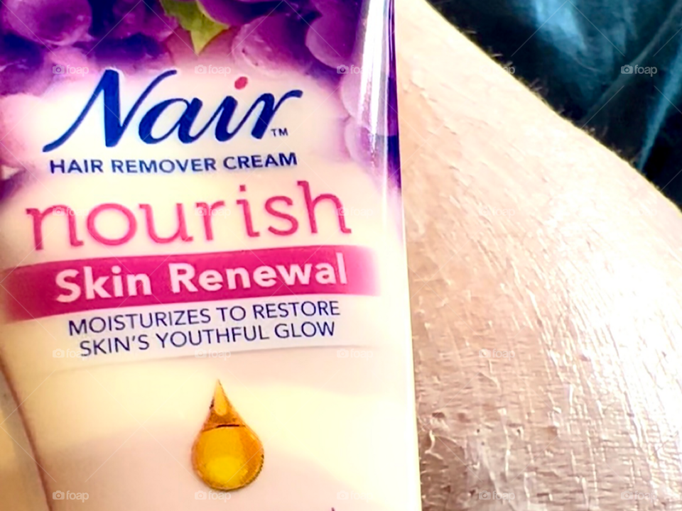 Nair when you don’t have time or you are disabled and need helping keeping your skin so soft. While removing your hair without using a bald. Feels like you got new skin a little goes a long ways smells fragrance of delight 
