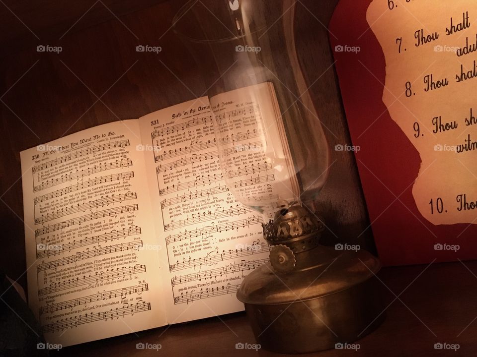 Old Hymnal with Lantern 