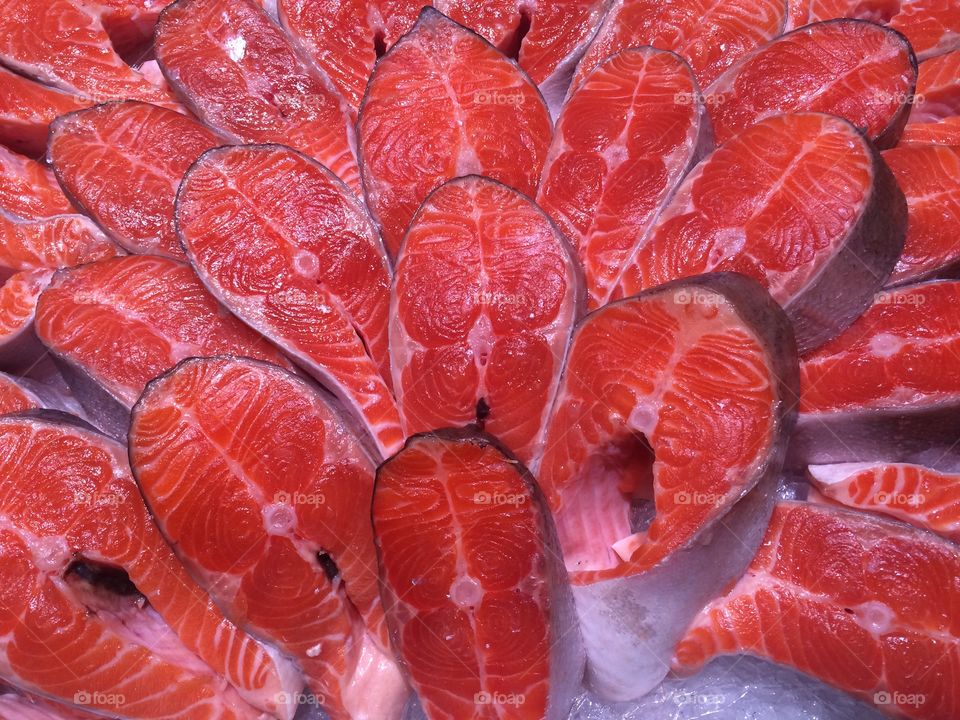 View of sliced raw fish