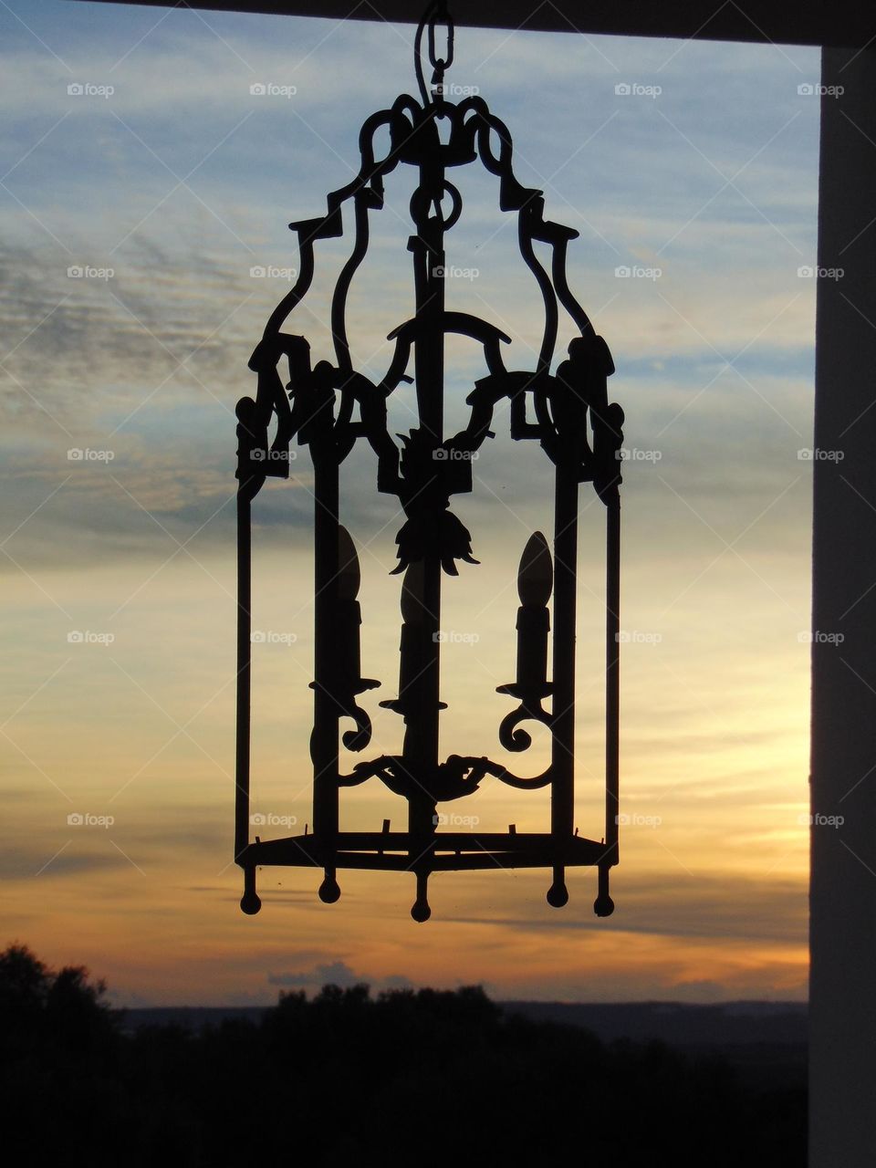 Vintage Andalusian lantern at sunset 
