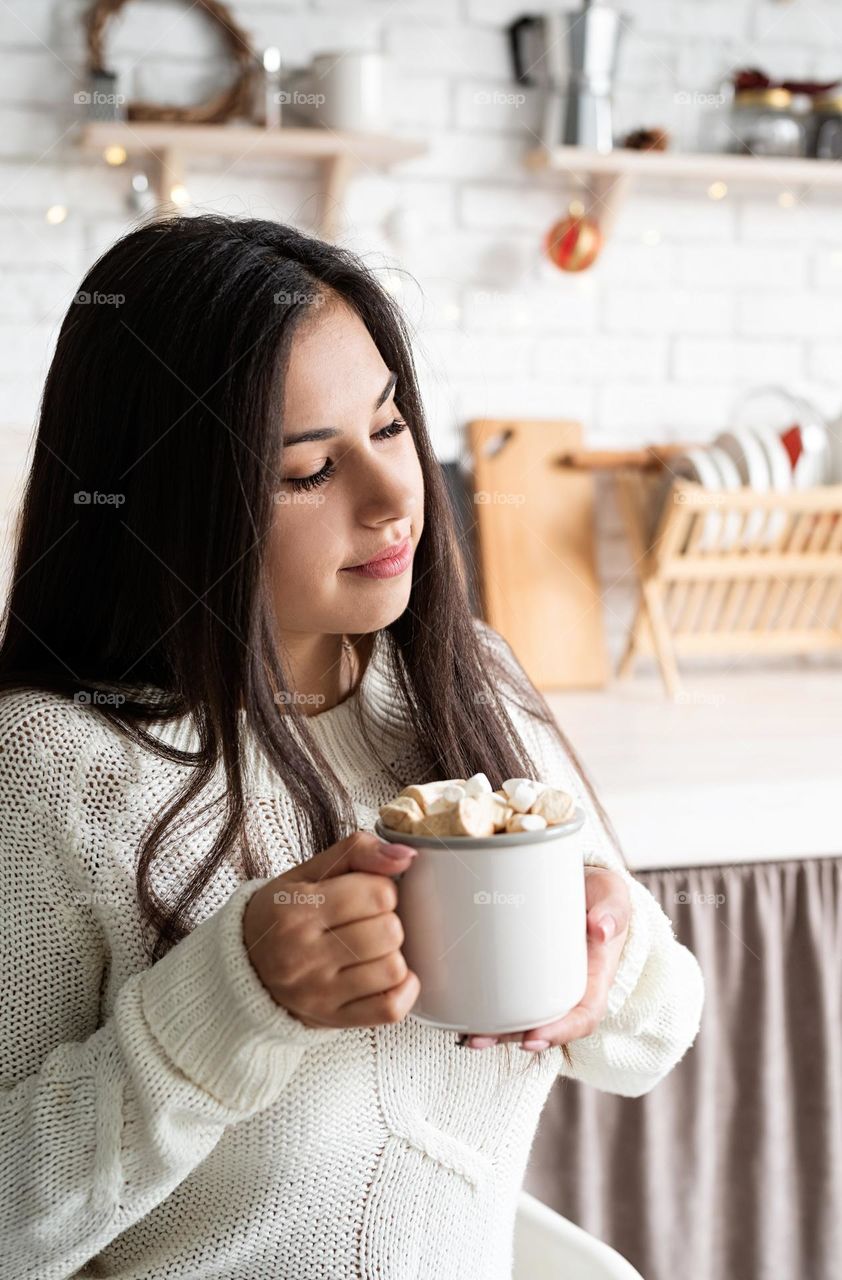 woman with hot drink