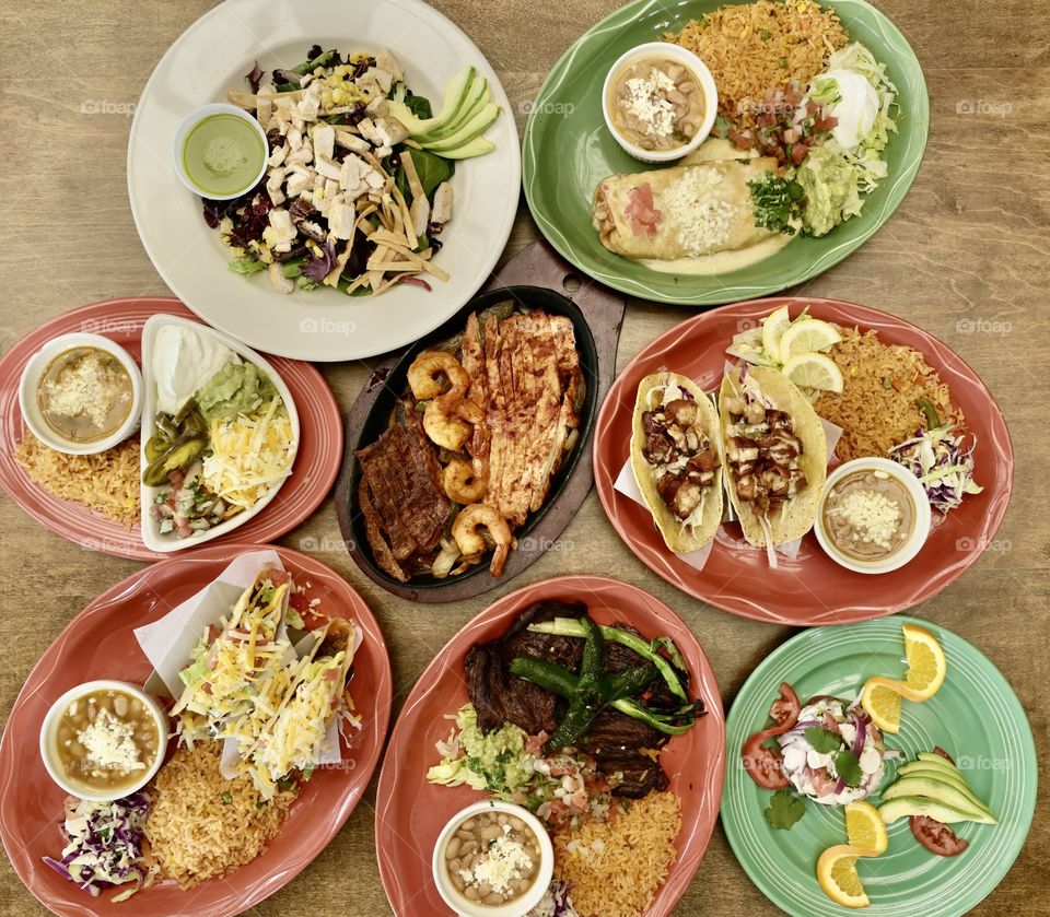 Mexican cuisine plated top view