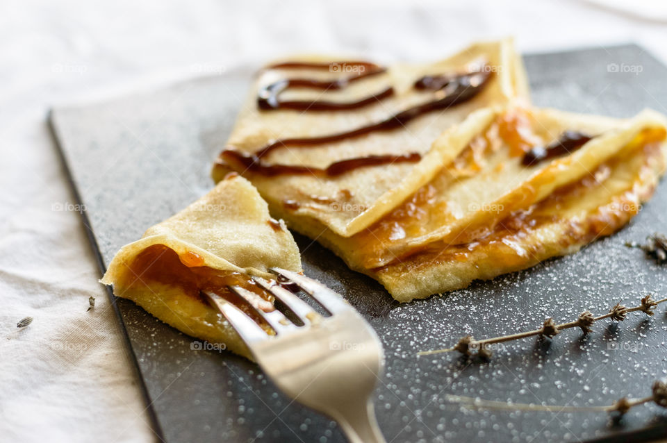 Close-up of crepes