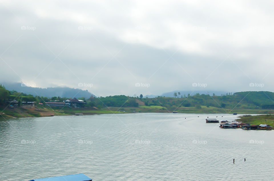 The beauty of Khao Laem reservoir in Kanchanaburi , Thailand.Thailand.