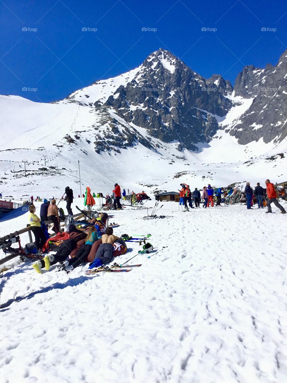 People enjoying the Ski slopes of Skalnatá dolina, Slovakia. Skalnatá dolina is national nature reserve in Slovakia