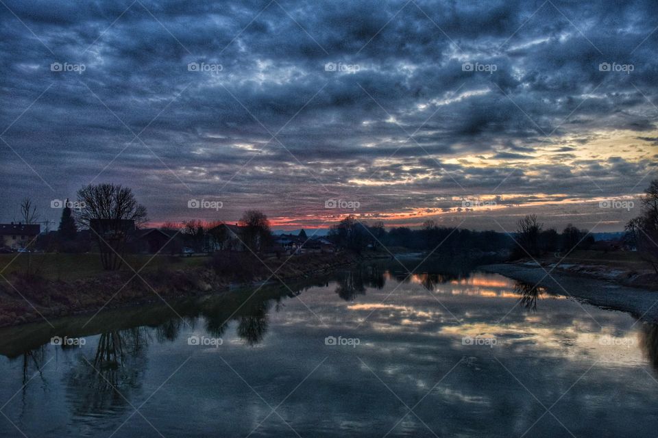 Cloudscape reflecting in lake