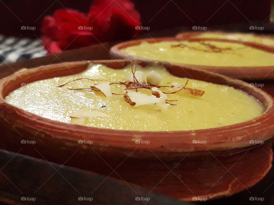 Mughal style firni.
Too tasty and too healthy dessert.
Try this dessert once in your life at  Aminia restaurant,kolkata.