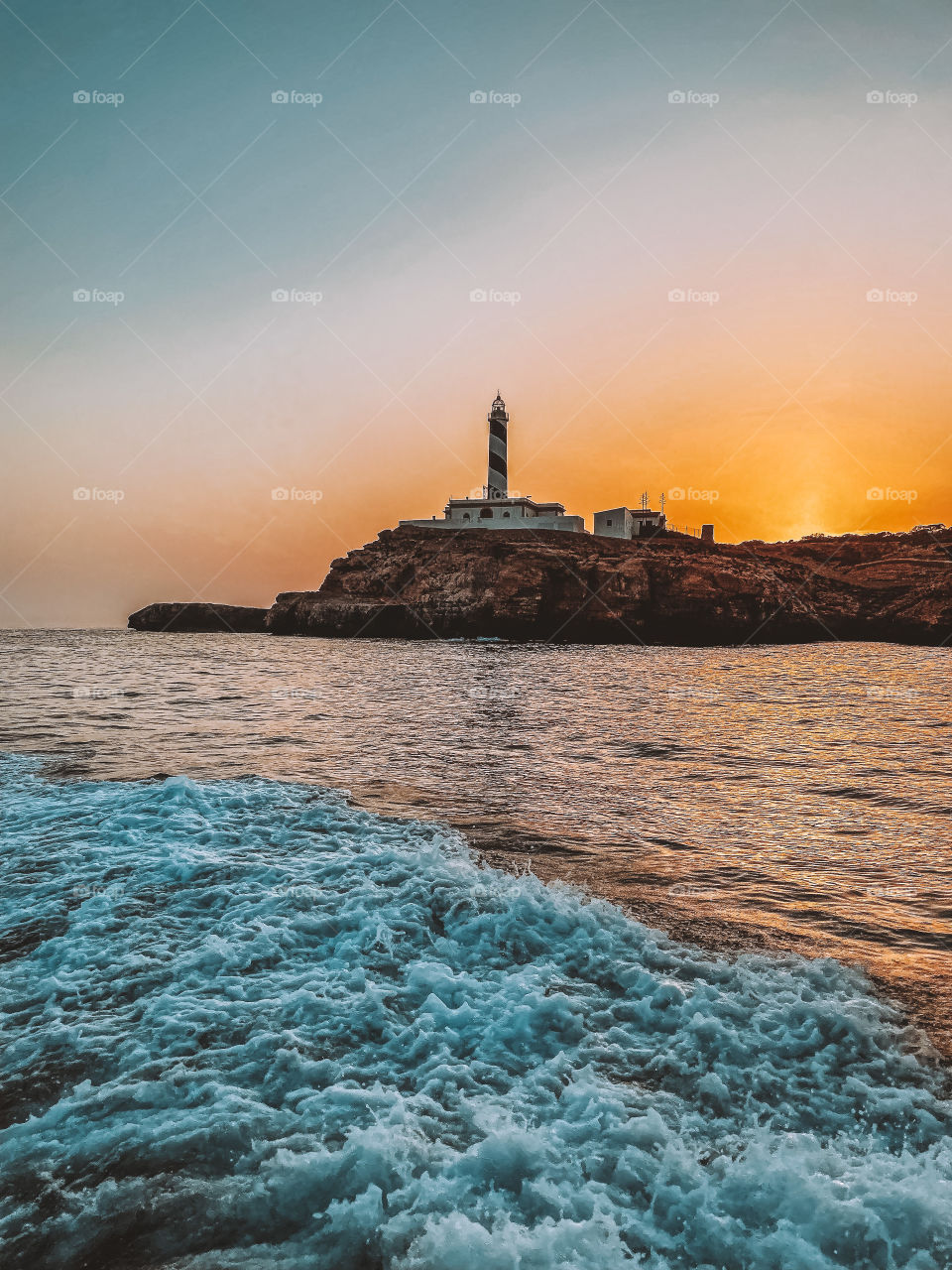 Old lighthouse at sunset