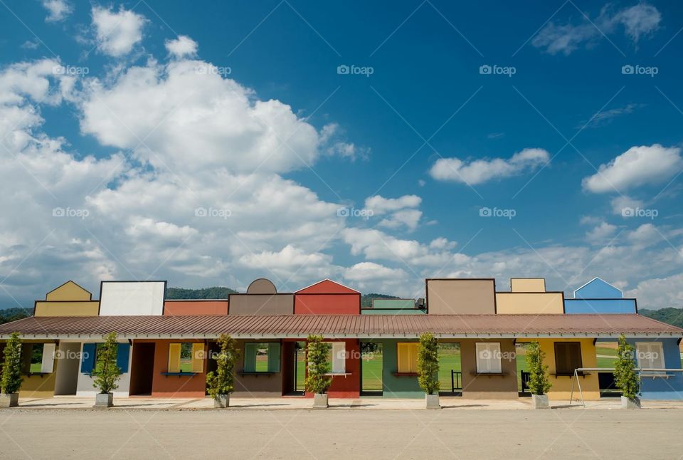 Multicolor house in the farm