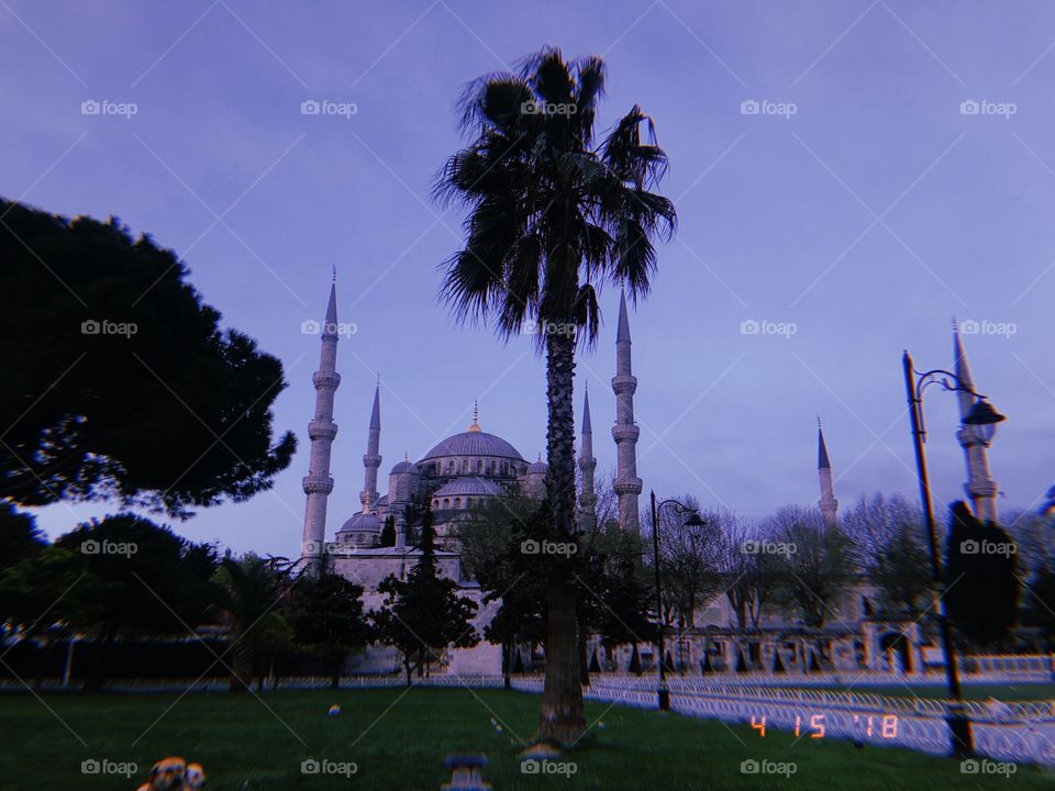 Mosque in Istanbul Turkey. Dawn. Morning. Lowlight. Ethereal. Travel. Muslim. Majestic. Turkish. Europe.