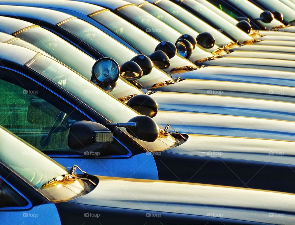 Fleet of police cars