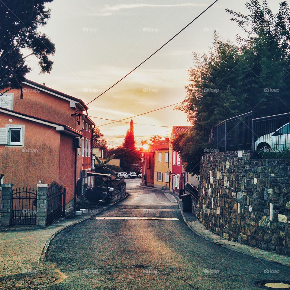 Sunset in the village