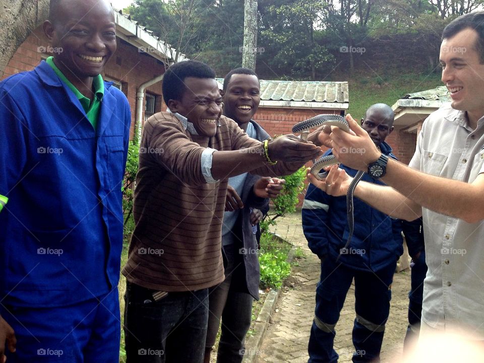 Fear Expression Holding a Snake People Laughing