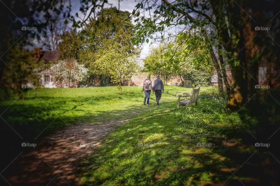 Couple. Couple walking on path 