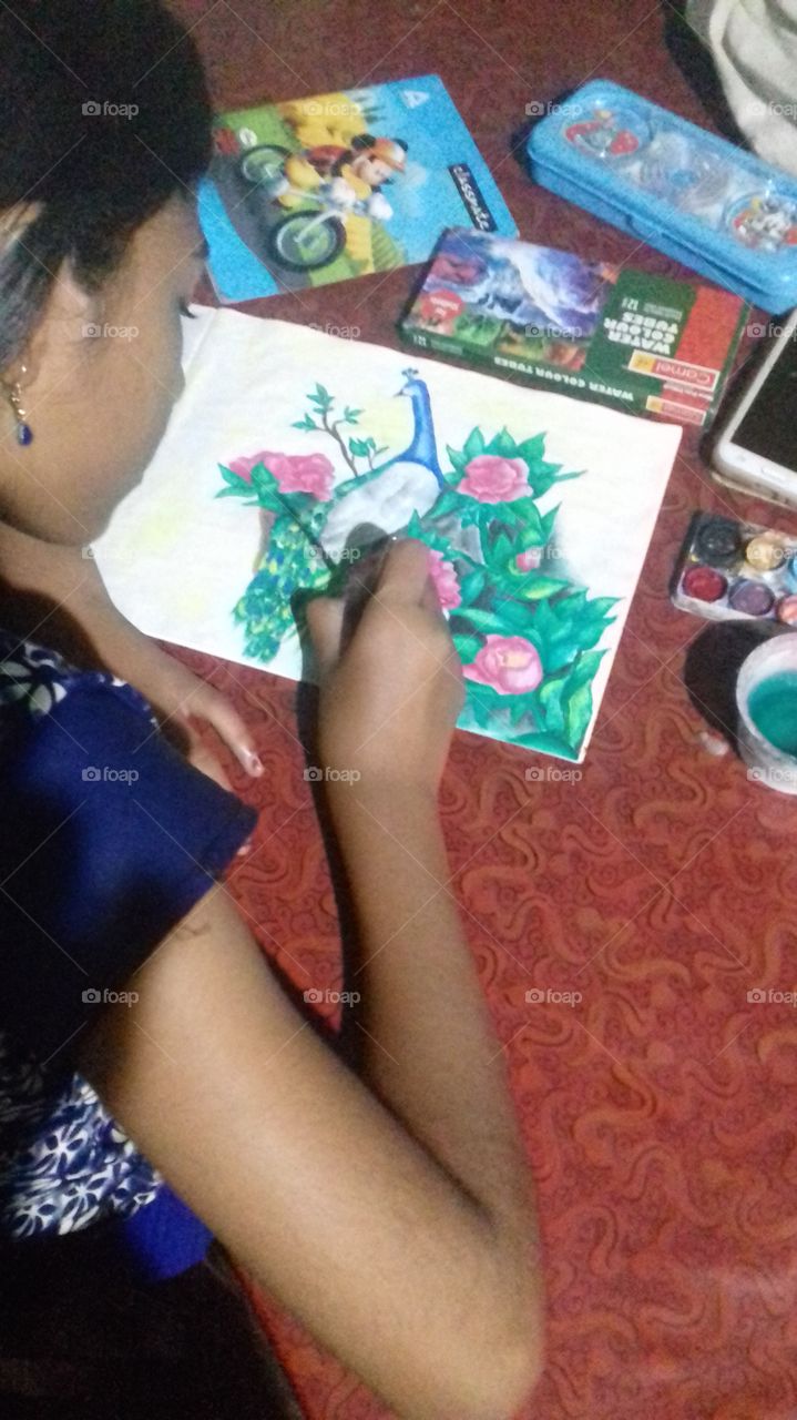 DRAWING A PEACOCK WITH WATER COLOUR