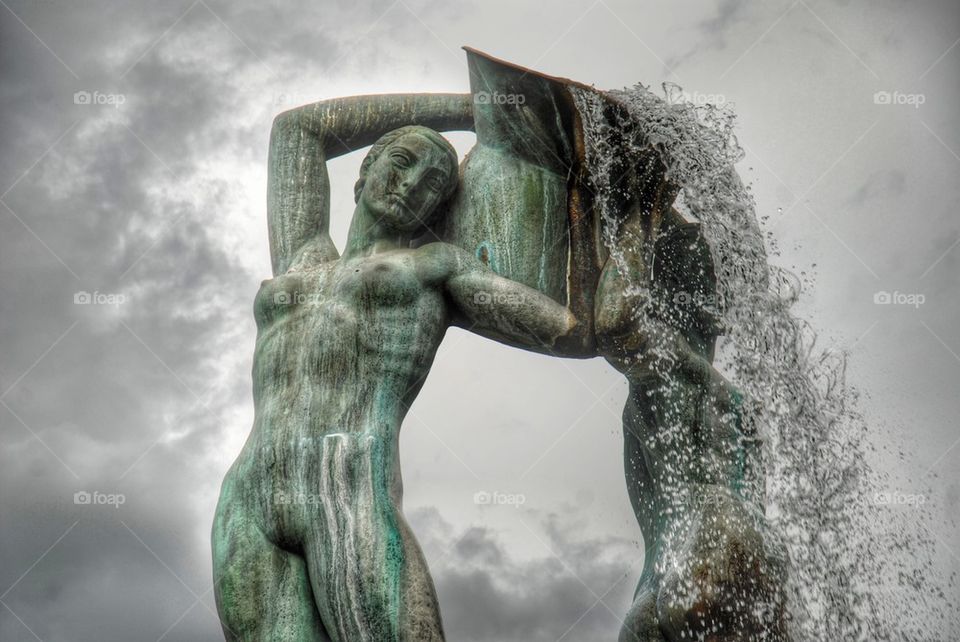 Bronze feamel's figures of the Fontana Luminosa,L'Aquila,Italy