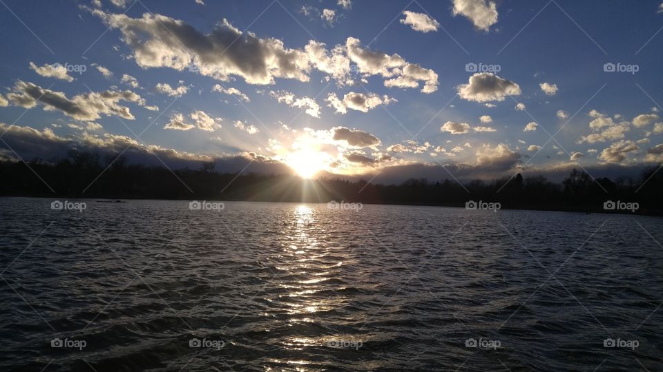 Sunlight reflecting on lake