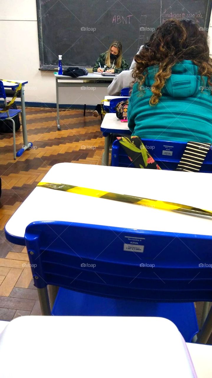 Classroom at school in times of pandemic