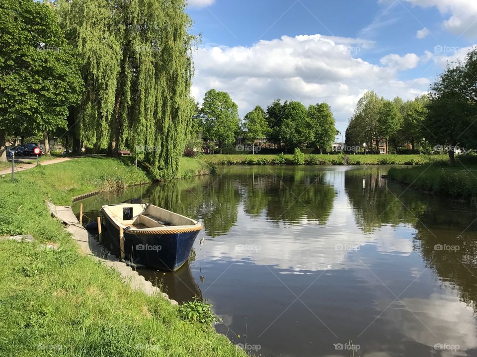 Scenery along bend in the Leie river - Flanders