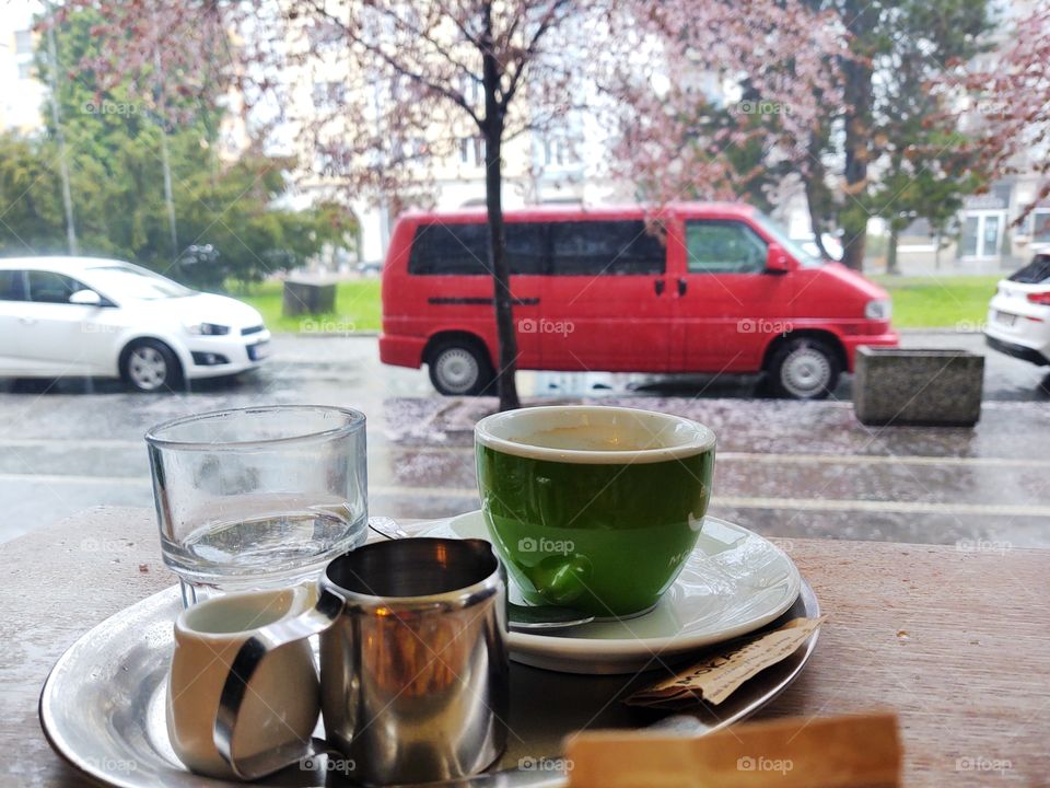 coffee during heavy rain