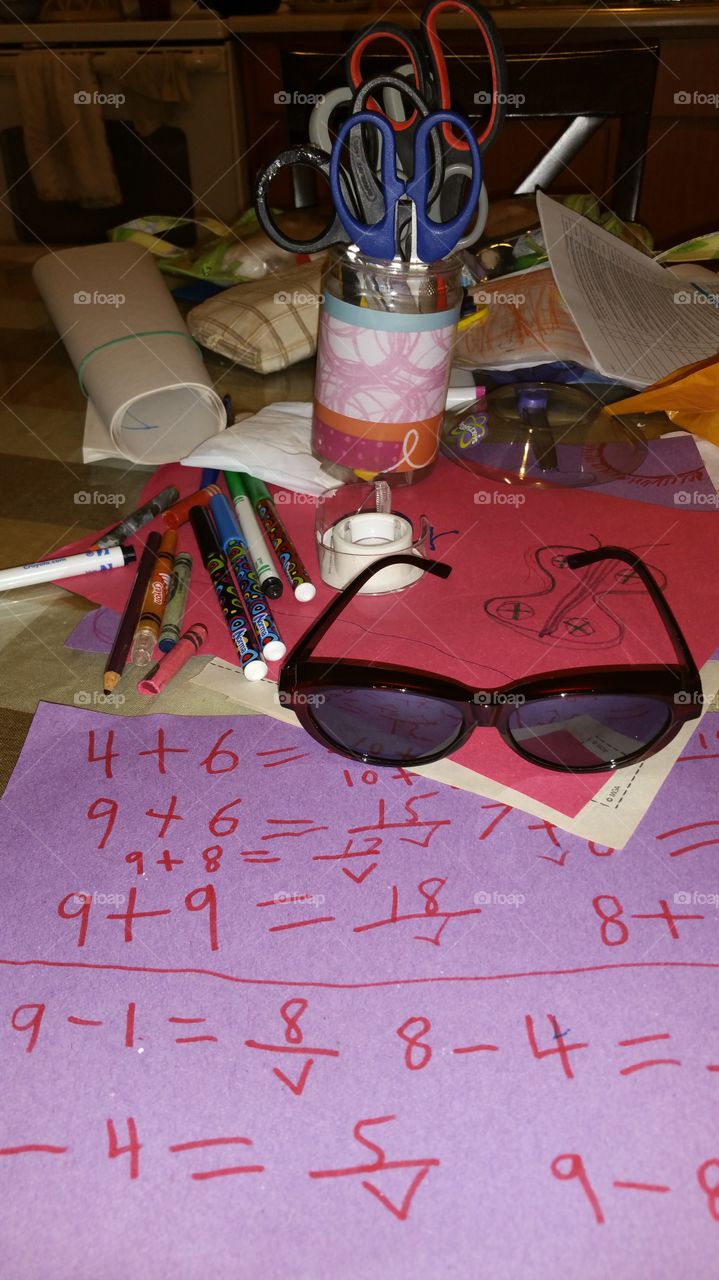 Messy crafts and more on table