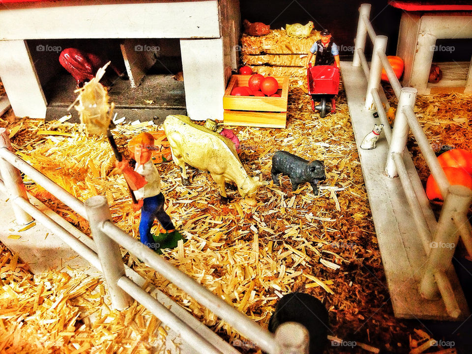 Model diorama of a farmyard