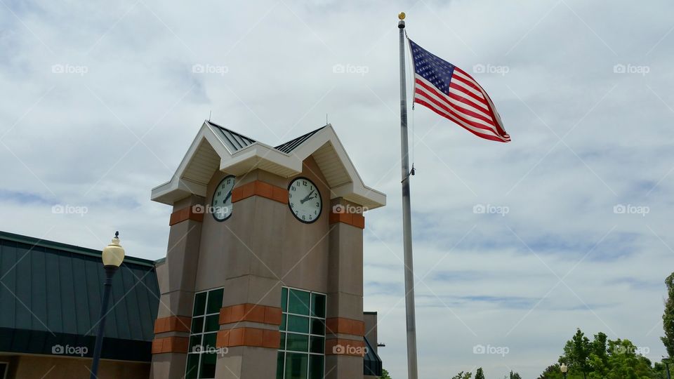 building with flag