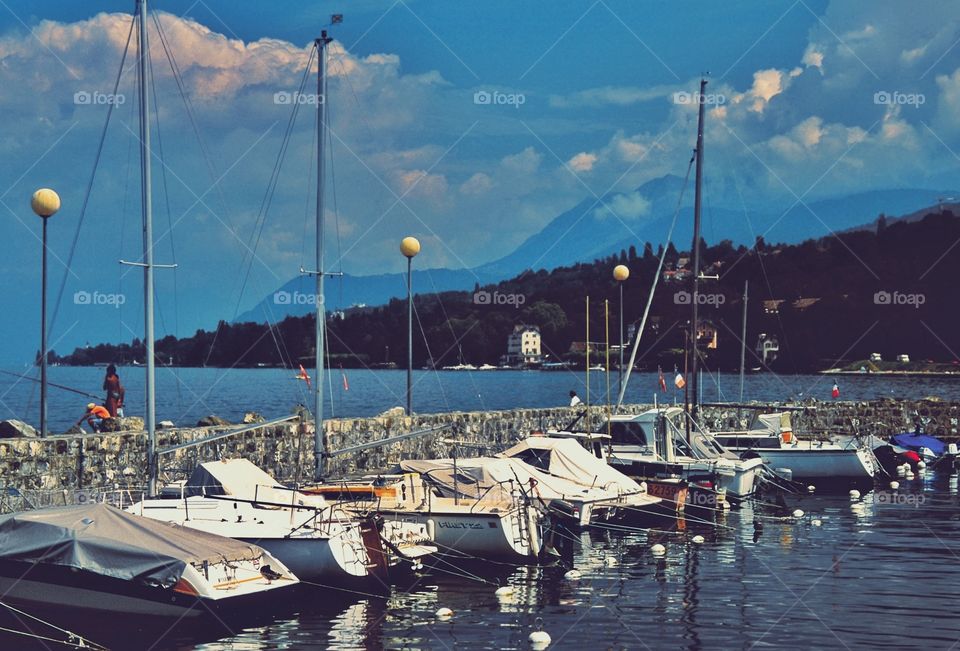 Lake Geneva . Lac leman French Alps 