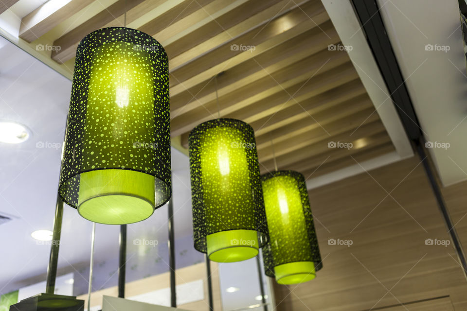 chandelier, lamp, green cloth lighting, interior decoration