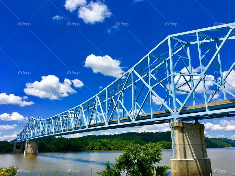 Blue bridge blue sky