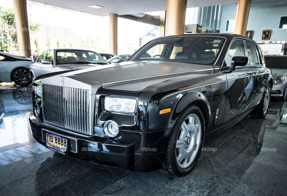 Rolls Royce luxury car in the showroom 