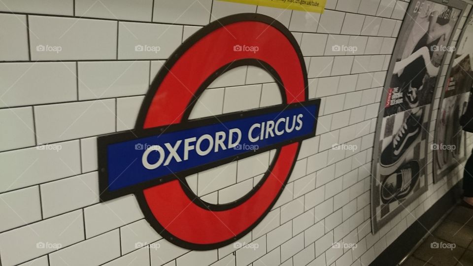 Oxford Circus tube. the iconic tube sign