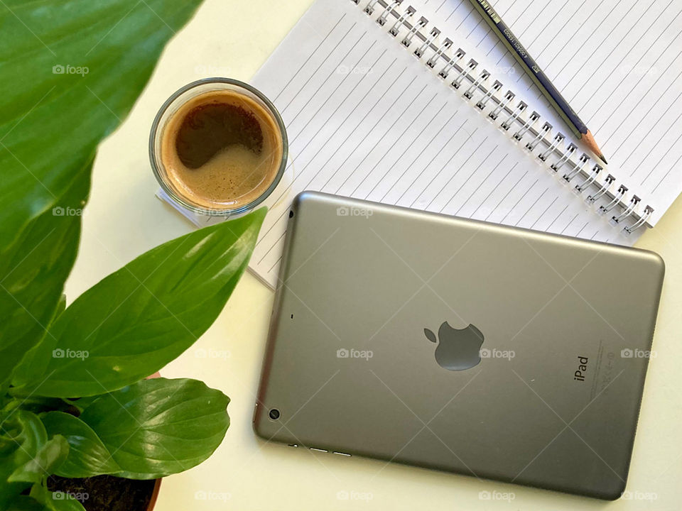 Working at home with Apple iPad mini.