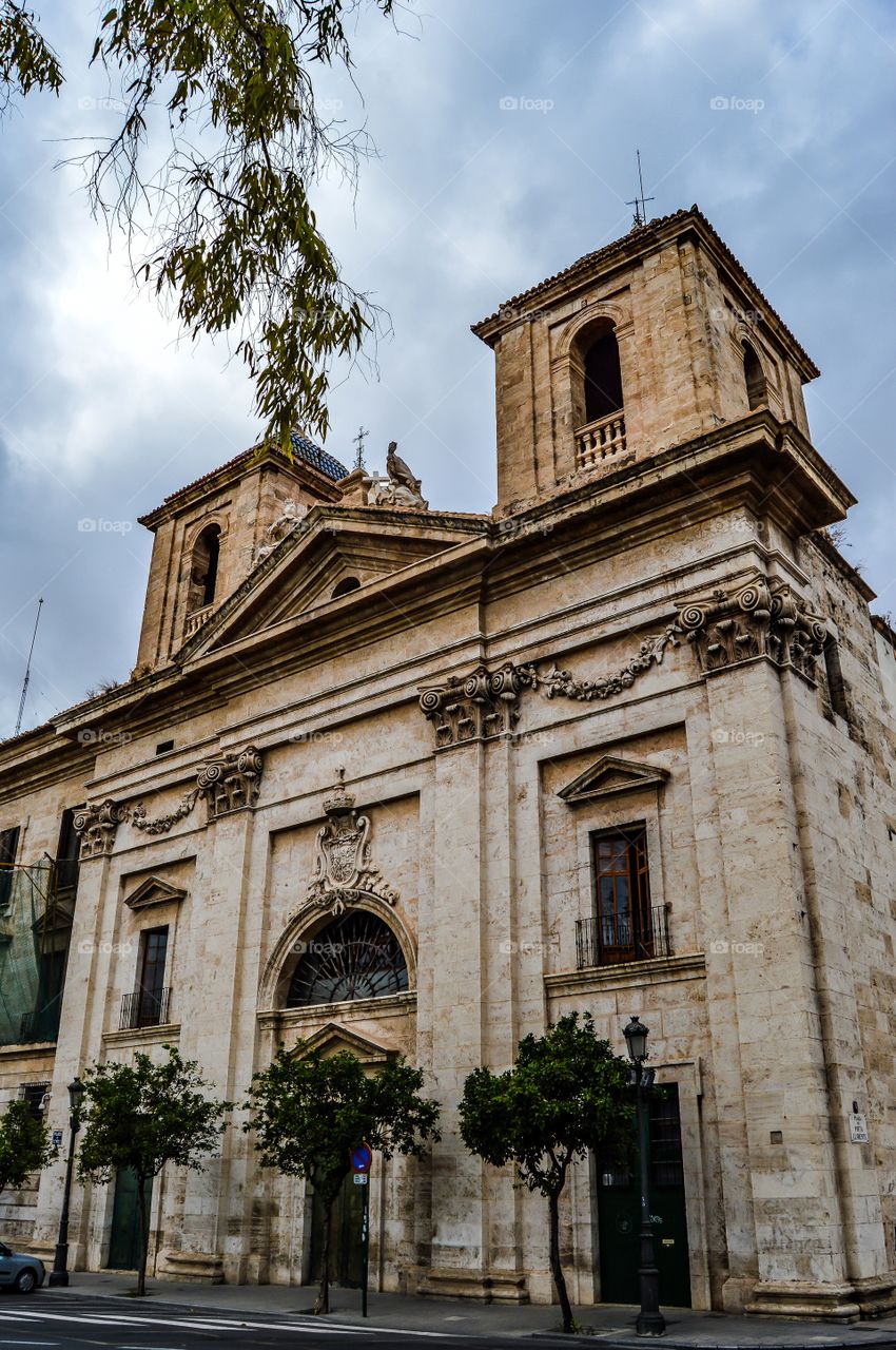 View of ancient church, Valencia, Spain