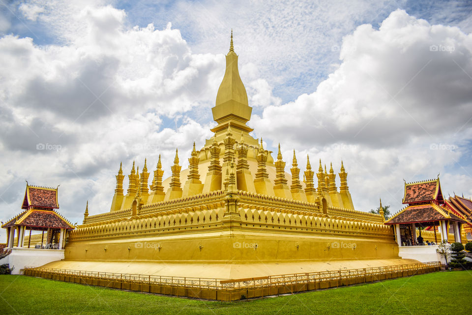 Landmark of Laos - Pha That Luang at Vientiane, Laos : July 2018
