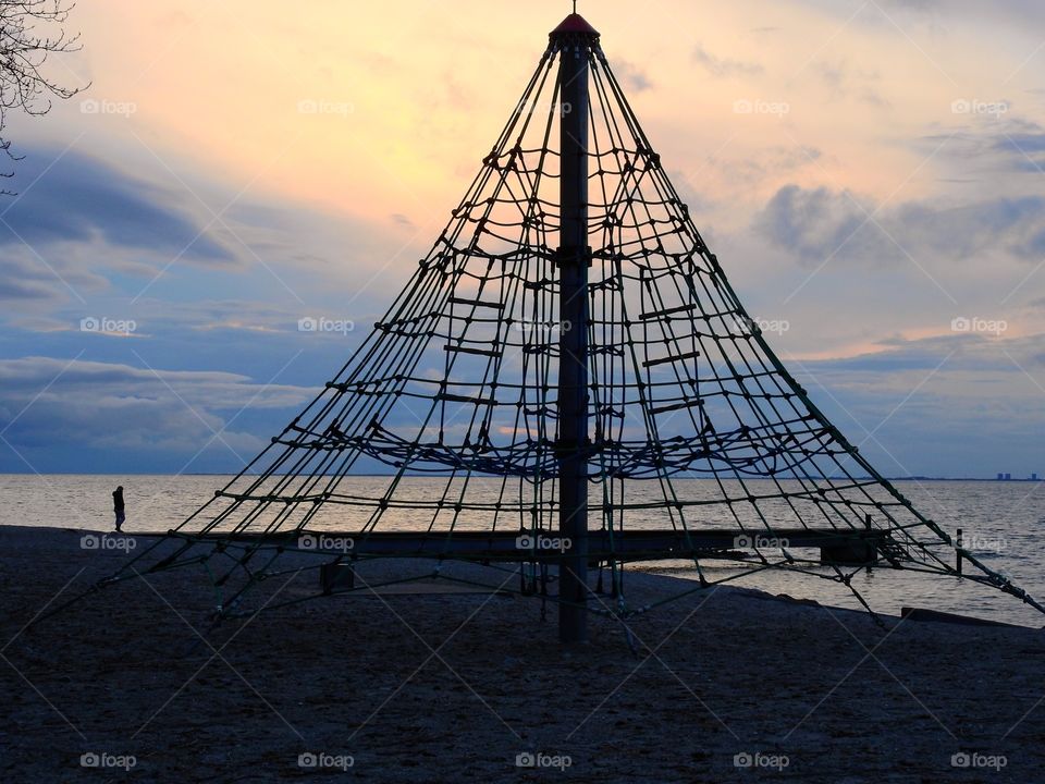 Climbing frame in dusk