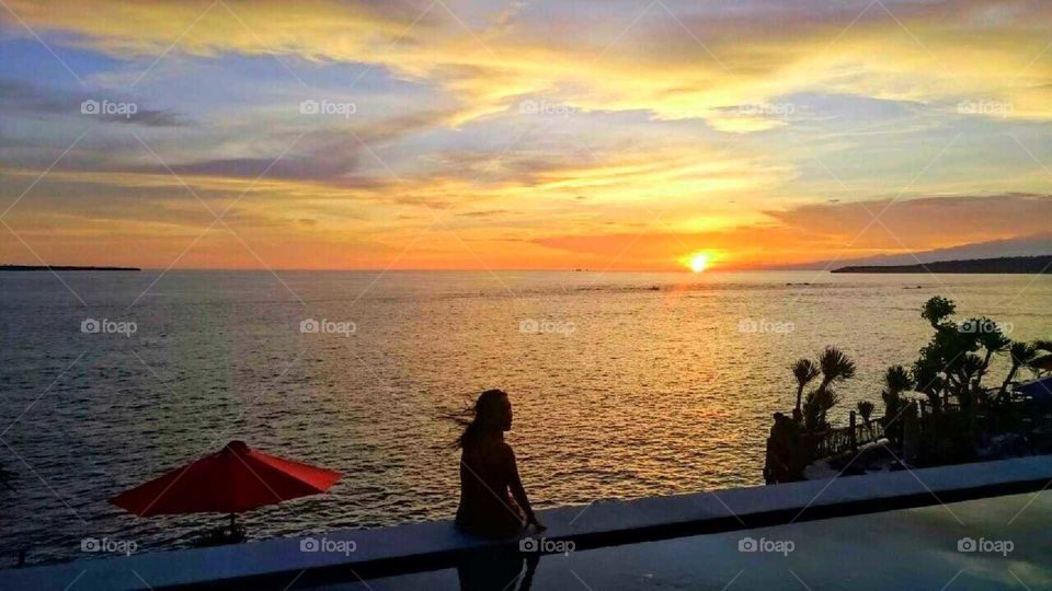 sea, sunset, silhouette