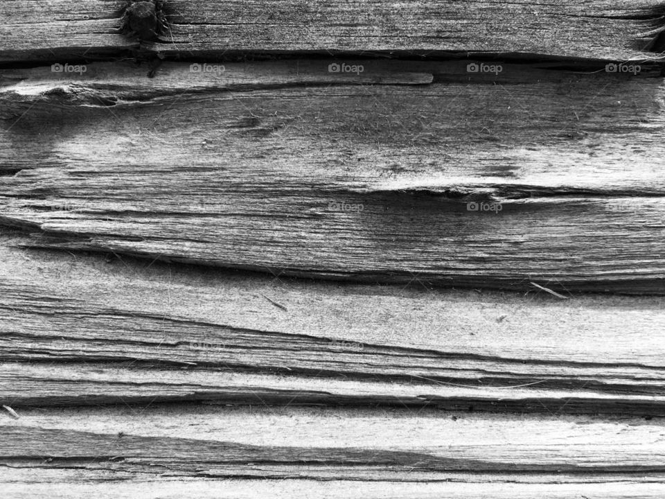 Black and white view of old wooden