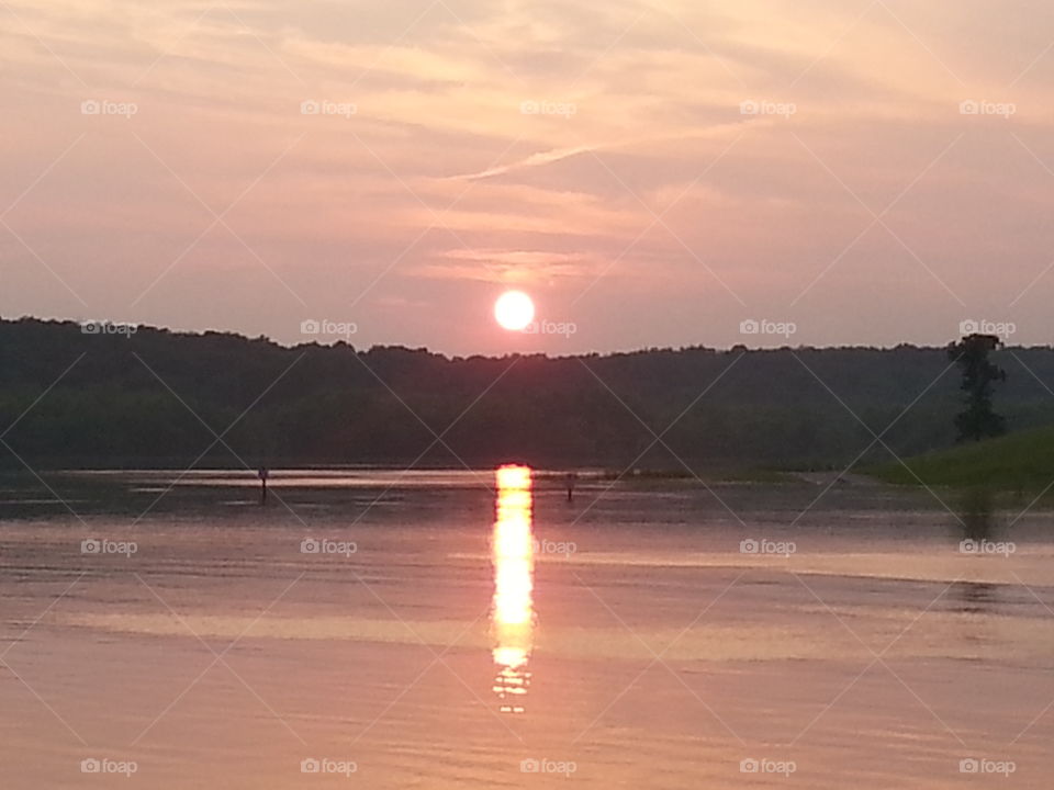 dusk on the water. sunset on truman lake Warsaw Missouri
