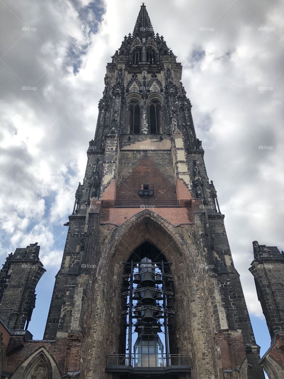 Hamburg church tower. Ruins. 