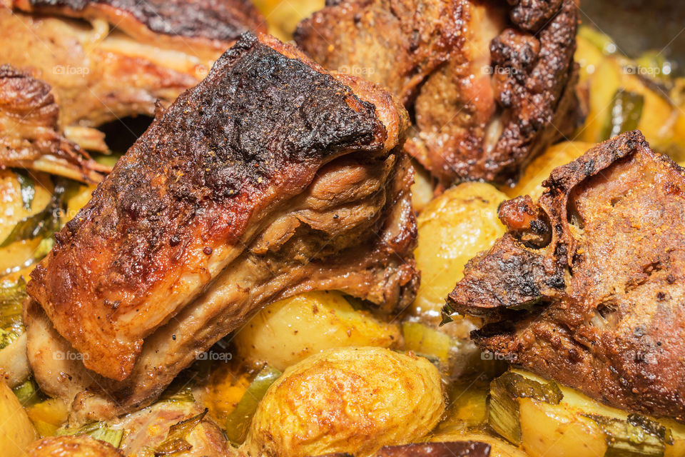 Delicious roast lamb with potatoes 