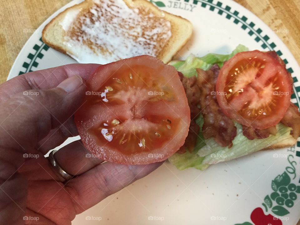 Bacon lettuce and tomato sandwich