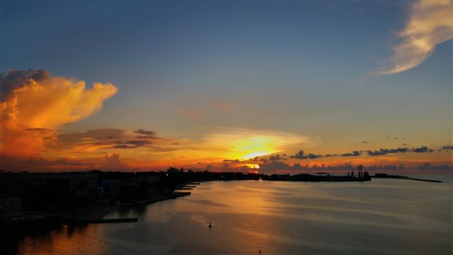 Sunset over Nassau Bahamas..View is from Royal Caribbean enchantment of the seas