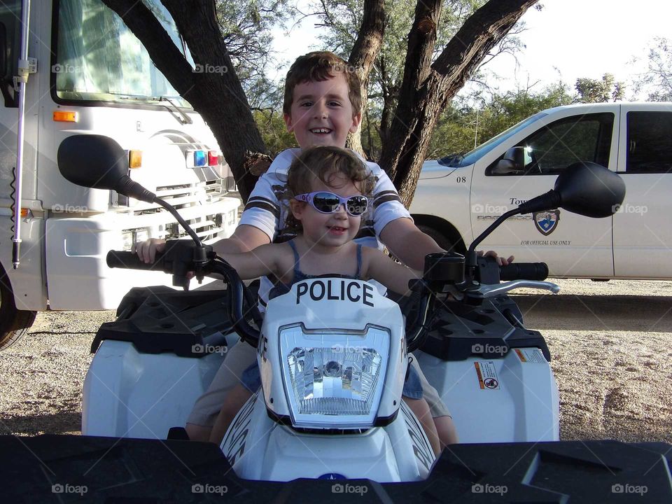 Riding a police motorcycle