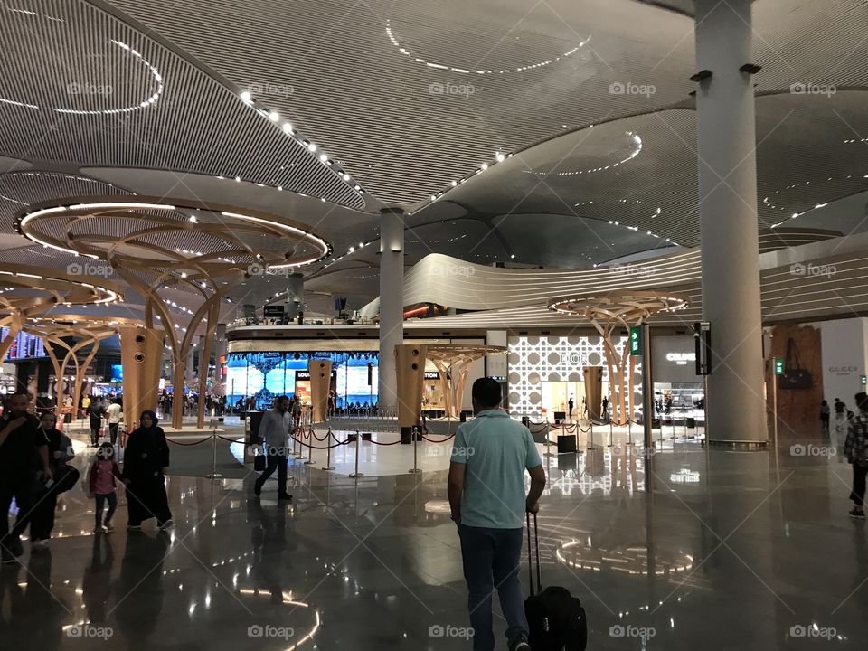 The new and fancy Istanbul airport - quite impressive offering tons of shopping and ways to pass the time waiting for your flight