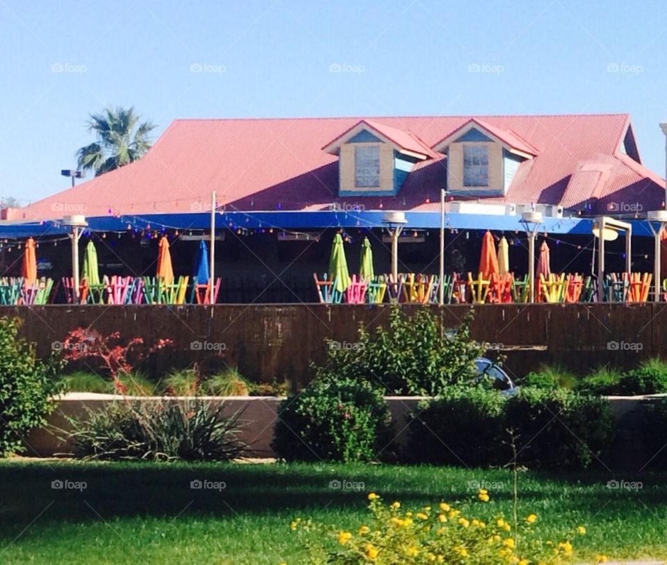 Bar with colorful stools